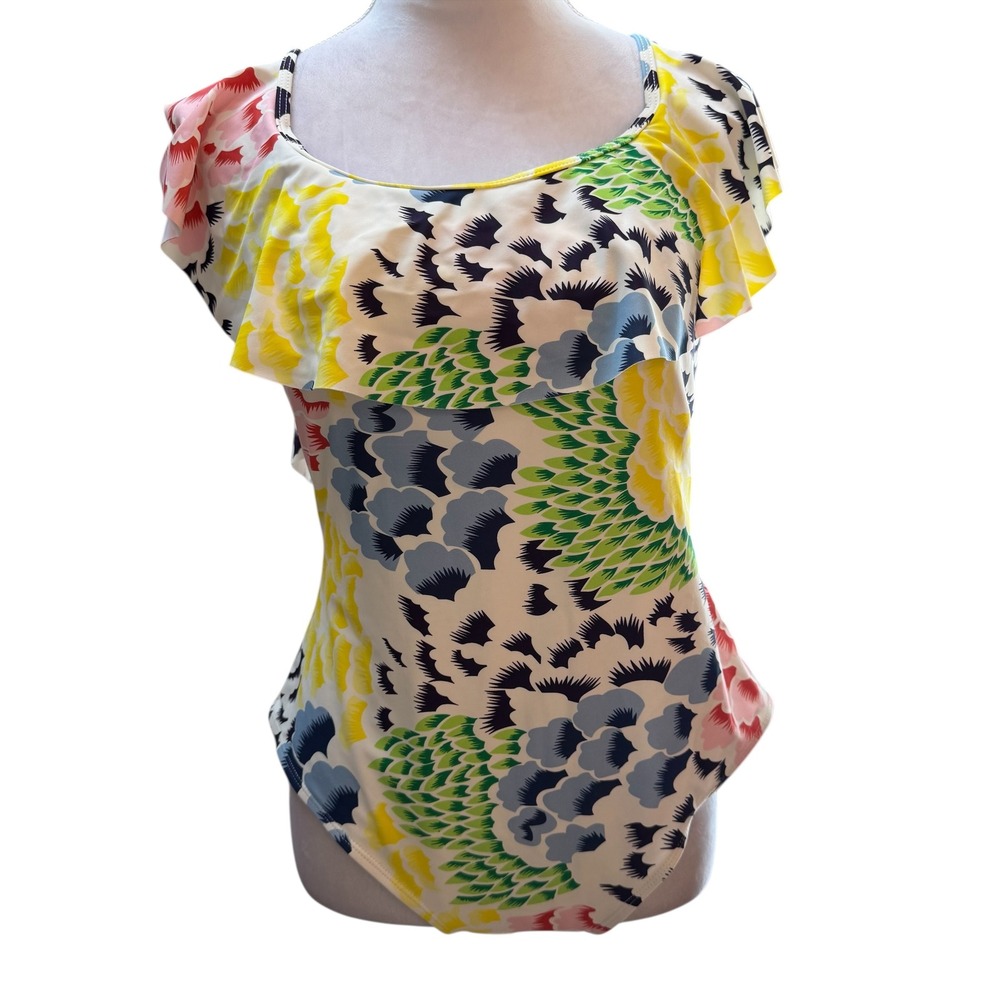 NWT Cupshe XXL One Piece Swimsuit Multicolor Floral Ruffle Off Shoulder